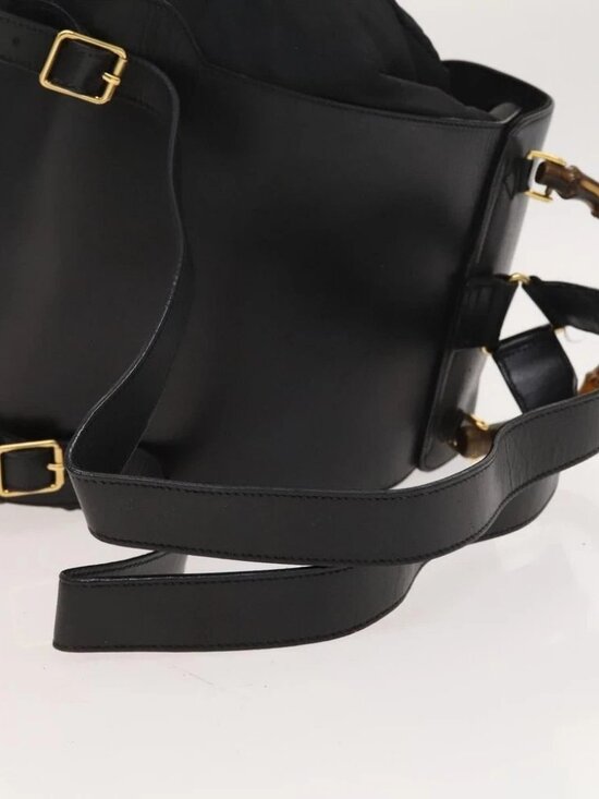 GUCCI Bamboo Backpack Leather Black Auth th5812 main image 5